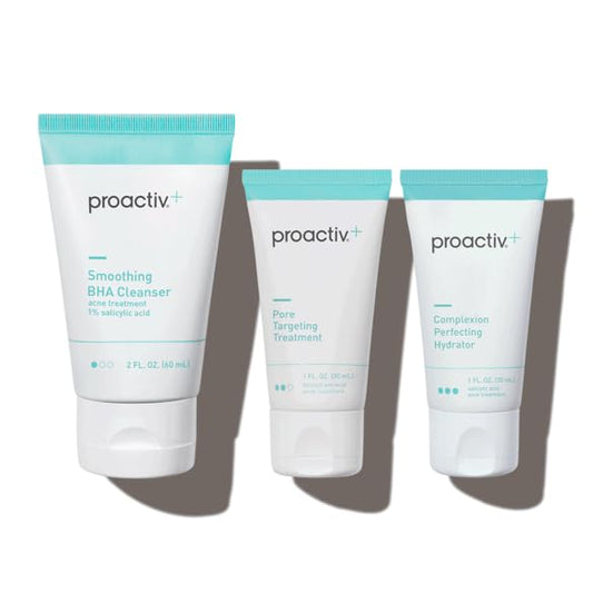 Proactiv+ 3 Step Advanced Skincare Acne Treatment – Salicylic Acid Face Wash, Benzoyl Peroxide Pore Minimizing Treatment, and Salicylic Acid Hydrating Moisturizer - 30 Day Complete Acne Skin Care Kit