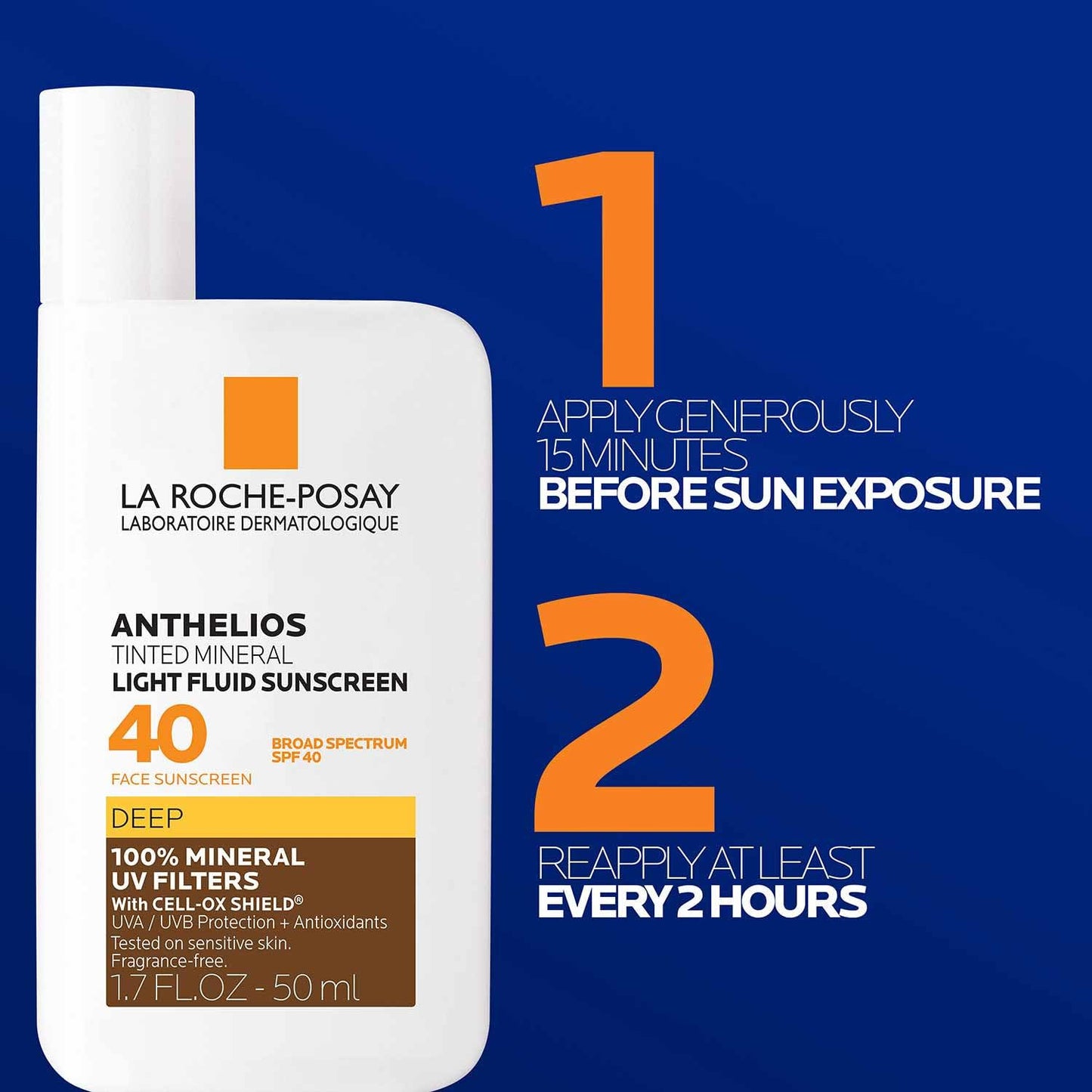 La Roche-Posay Anthelios Tinted Sunscreen SPF 40+, Broad Spectrum SPF + Antioxidants, Titanium Dioxide & Zinc Oxide Sunscreen, 4 Flexible Shades With No White Cast, Oil Free & Oxybenzone Free