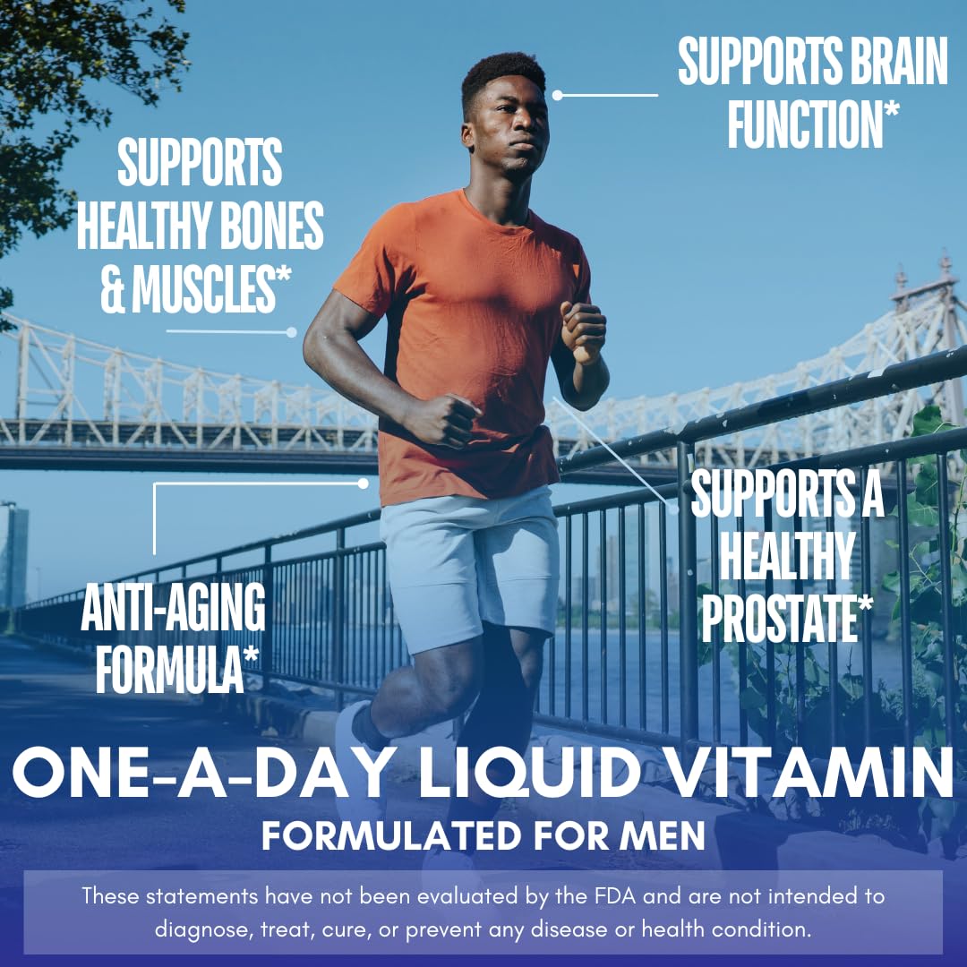 Premium Liquid Multivitamin for Men | Sugar Free Men’s Multi-Vitamin | 100+ Vitamins, Minerals & Amino Acids to Support Muscle, Heart, Brain Health & Energy | 98% Absorption Rate | Non-GMO | 32 Serv