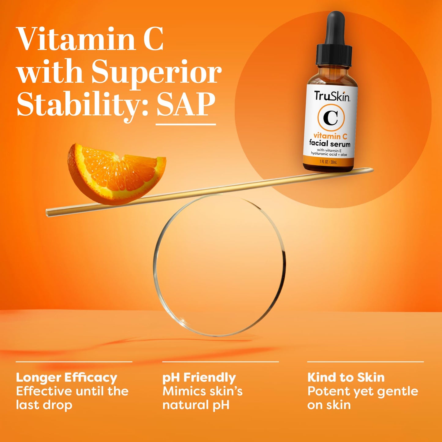 TruSkin Vitamin C Serum – Anti Aging Facial Serum with Vitamin C, Hyaluronic Acid, Vitamin E – Brightening Serum – Even Skin Tone, Improve Appearance of Dark Spots, Fine Lines & Wrinkles, 1 Fl Oz