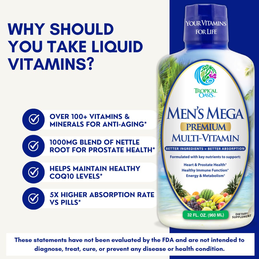 Premium Liquid Multivitamin for Men | Sugar Free Men’s Multi-Vitamin | 100+ Vitamins, Minerals & Amino Acids to Support Muscle, Heart, Brain Health & Energy | 98% Absorption Rate | Non-GMO | 32 Serv