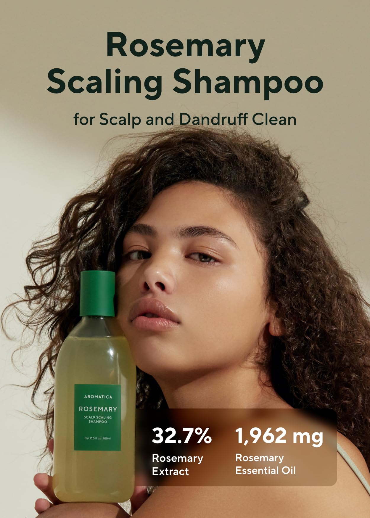 AROMATICA Rosemary Scalp Scaling Shampoo - Vegan Hair Growth Biotin Shampoo, Thinning Hair Loss Natural Shampoo For Women - Free from Sulfate, Silicone, and Paraben (13.53 oz)